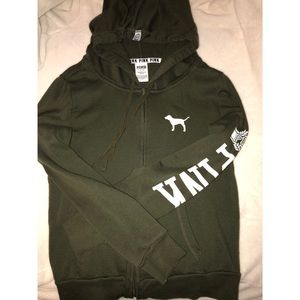 PINK Victoria's Secret Tops - PINK Olive green sweatshirt. PINK Victoria's Secret Tops - PINK Olive green sweatshirt.